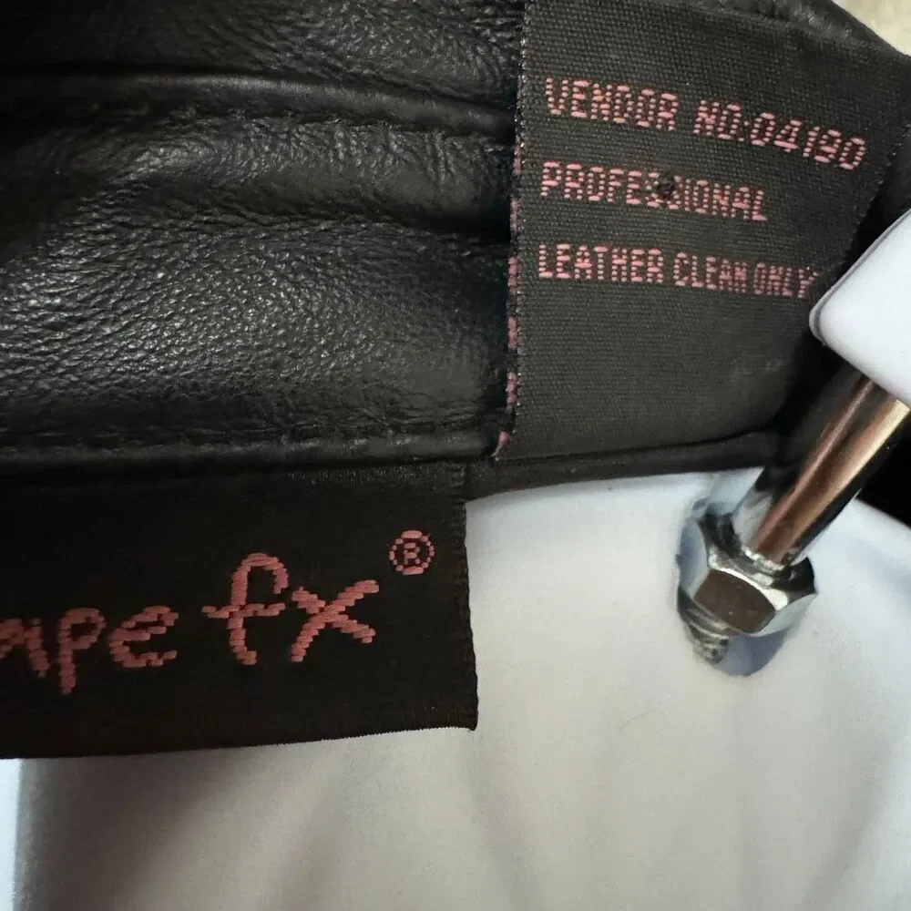 Vintage 90s Shape FX Black Leather Jacket Metal Buttons 14